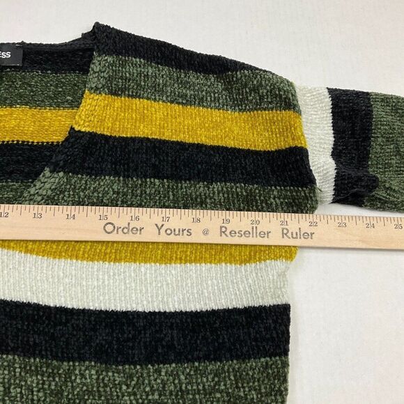 Express Womens Cozy Sweater Striped V-Neck Knit Stretch Pullover 3/4 Sleeve XS - Picture 8 of 11
